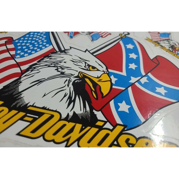 Harley Davidson Weather Resistant Vinyl Sticker Decal Eagle and Flags Wings 1x - Picture 1 of 3